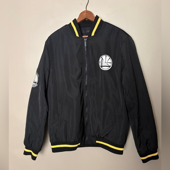 NBA Other - NBA Golden State Warriors black bomber jacket quilted full zip streetwear sz L